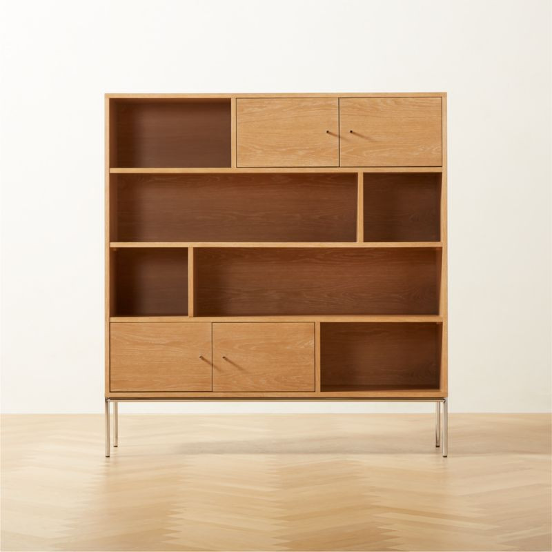 Trier Modern Cerused Oak Wood Bookcase | CB2 | CB2