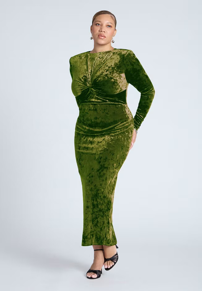 Twist Bodice Velvet Maxi Dress | Eloquii