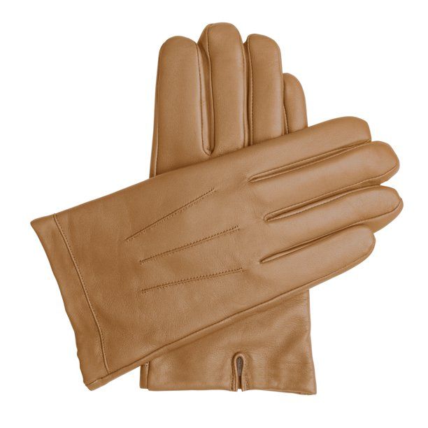 Men's Classic Leather Cashmere Lined Gloves - Tan - Walmart.com | Walmart (US)