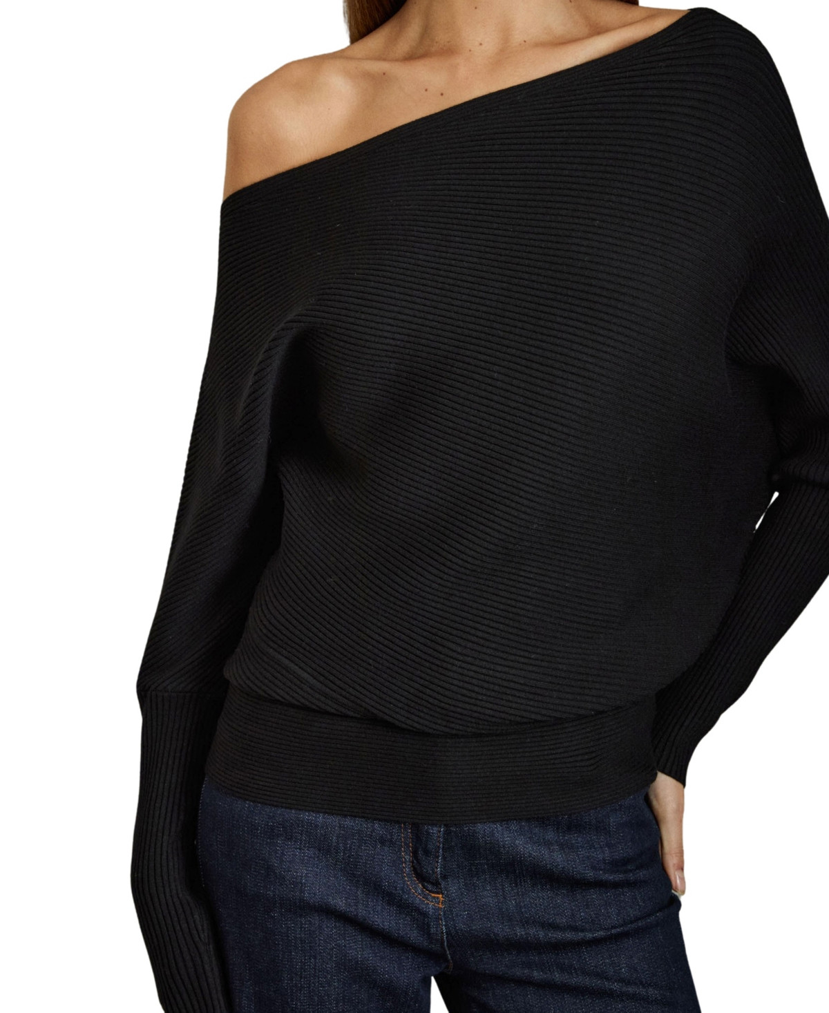 Reiss Women's Asymmetric Drape Knitted Top - Black | Macy's
