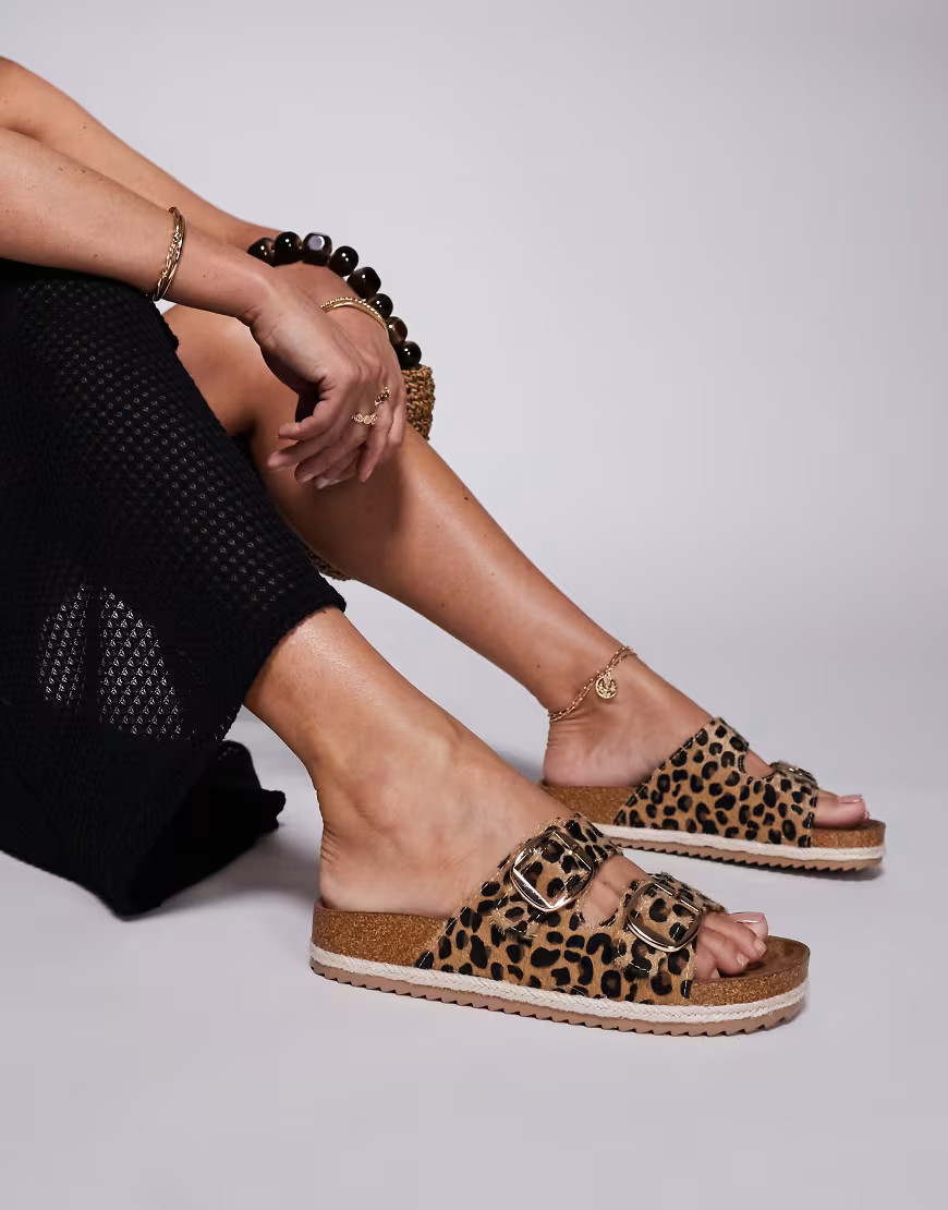 South Beach - Espadrillesandalen met dubbele gesp in luipaardprint-Veelkleurig | ASOS (Global)