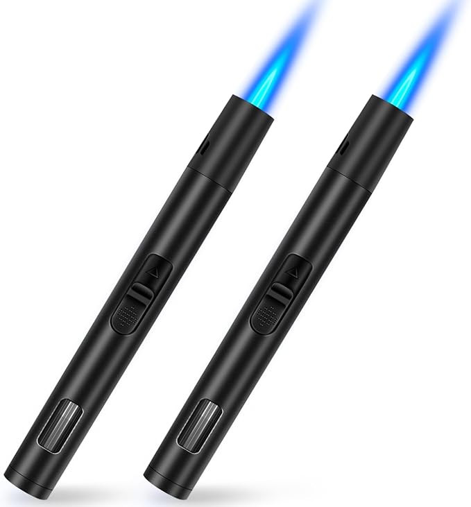 2 Pack Torch Lighters Refillable Butane Lighter with Visible Fuel Window, Windproof Adjustable Je... | Amazon (US)