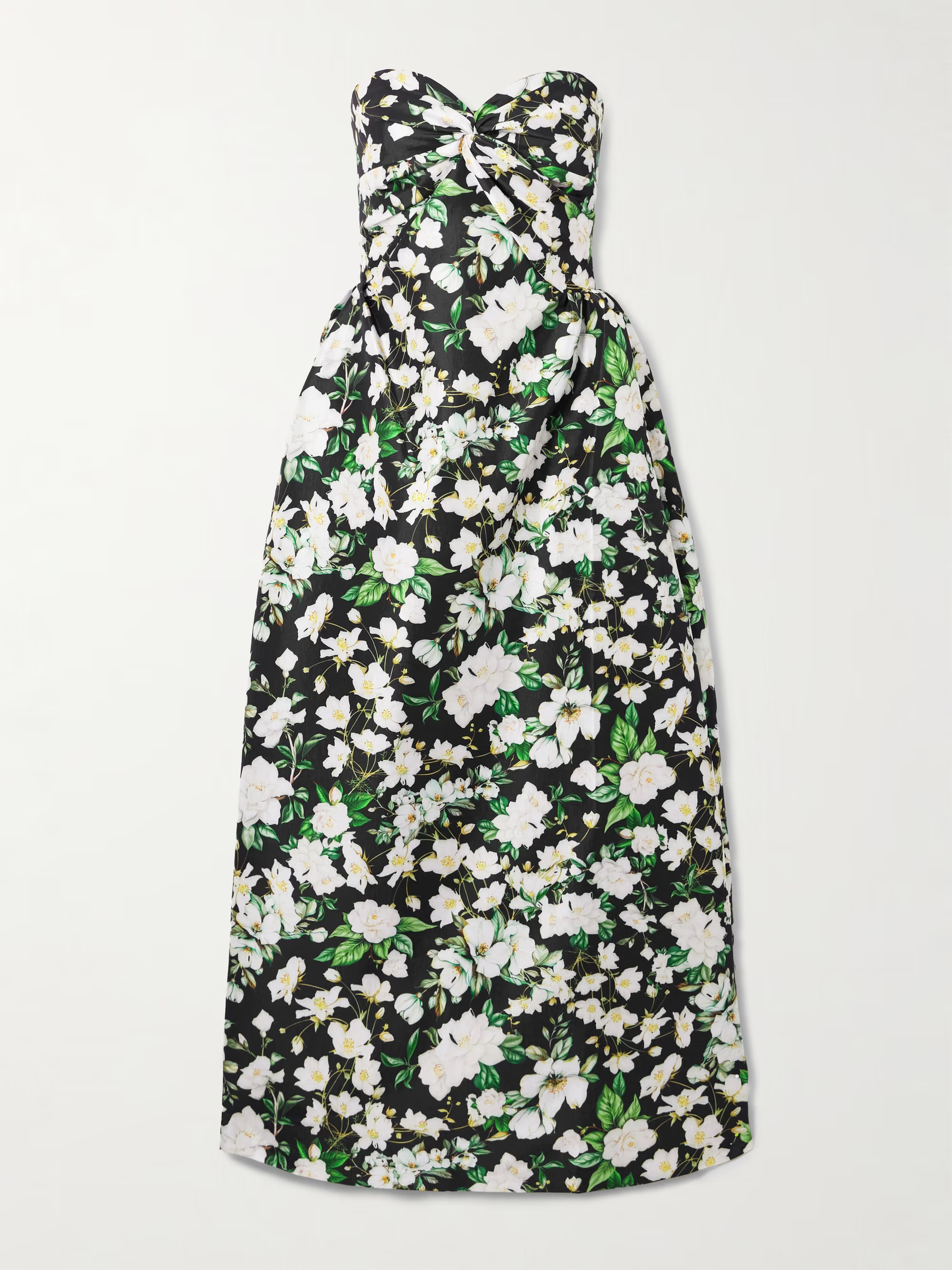 Strapless twist-front floral-print taffeta maxi dress | NET-A-PORTER (US)