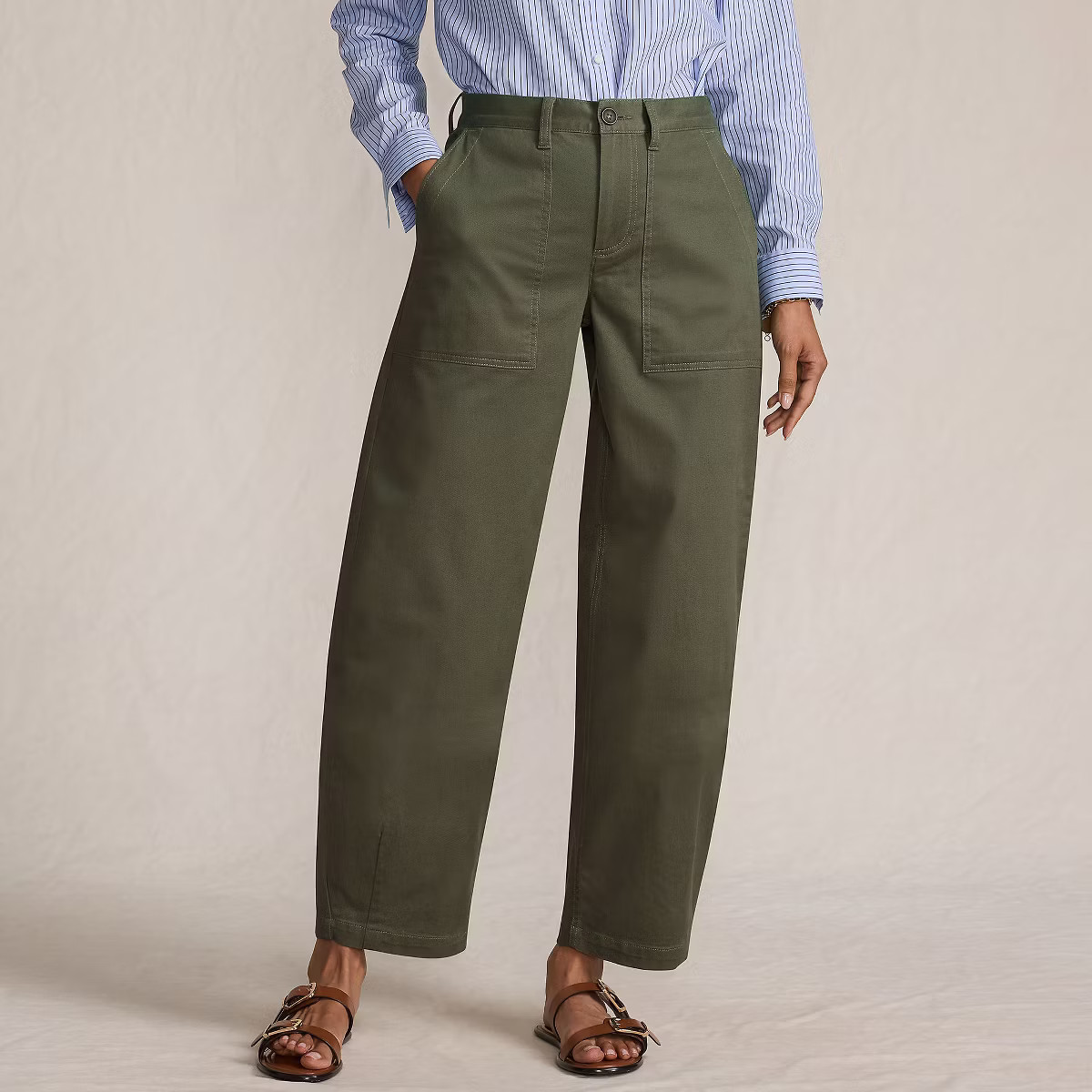 Lands' End Women's High Rise Barrel Leg Chino Pants | Target