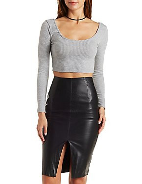 Ribbed Scoop Neck Crop Top | Charlotte Russe