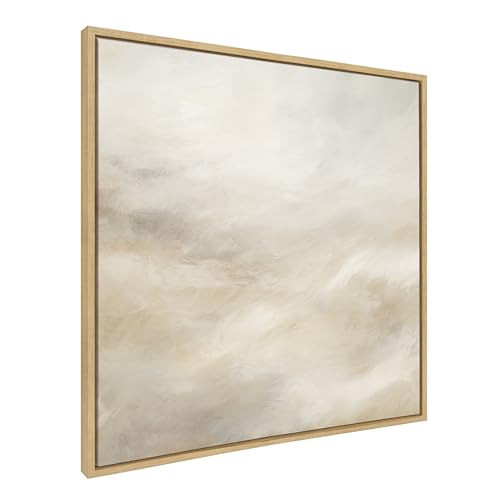 Kate and Laurel Sylvie Tonal Abstract Textural White and Beige Light Natural Neutrals Framed Canvas Wall Art by The Creative Bunch Studio, 30x30 Natural, Modern Abstract Landscape Art for Wall | Amazon (US)