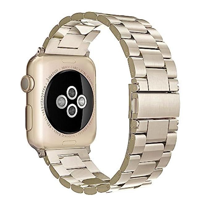 Simpeak Adjustment Stainless Steel Band Strap for Apple Watch 38mm Series 1 Series 2 Series 3 - Cham | Amazon (US)