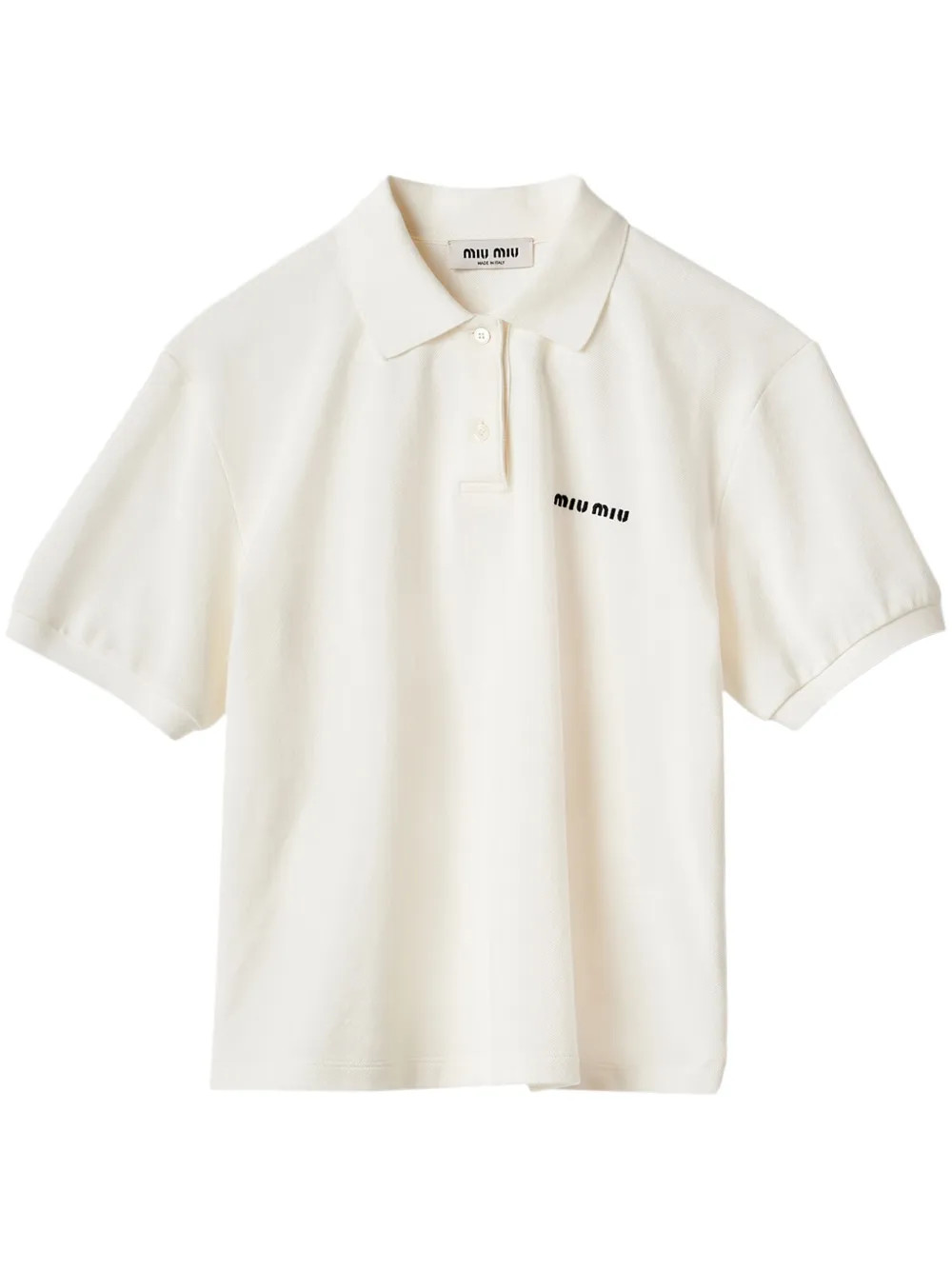 Miu Miu logo-embroidered Cotton Polo Shirt | White | FARFETCH | Farfetch Global