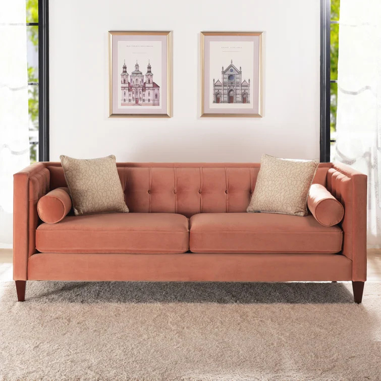 Latisha 84" Velvet Tuxedo Arm Sofa with Reversible Cushions | Wayfair Professional
