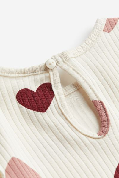 3-teiliges Geripptes Set - Hellbeige/Herzen - Kids | H&M DE | H&M (DE, AT, CH, NL, FI)