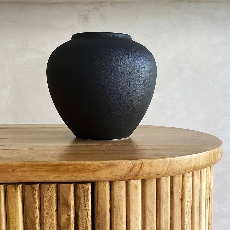 Ceramic BlackVase Home Decor, Terracotta Flower Vase Modern Trendy Black Vase, Minimalist Boho De... | Amazon (US)