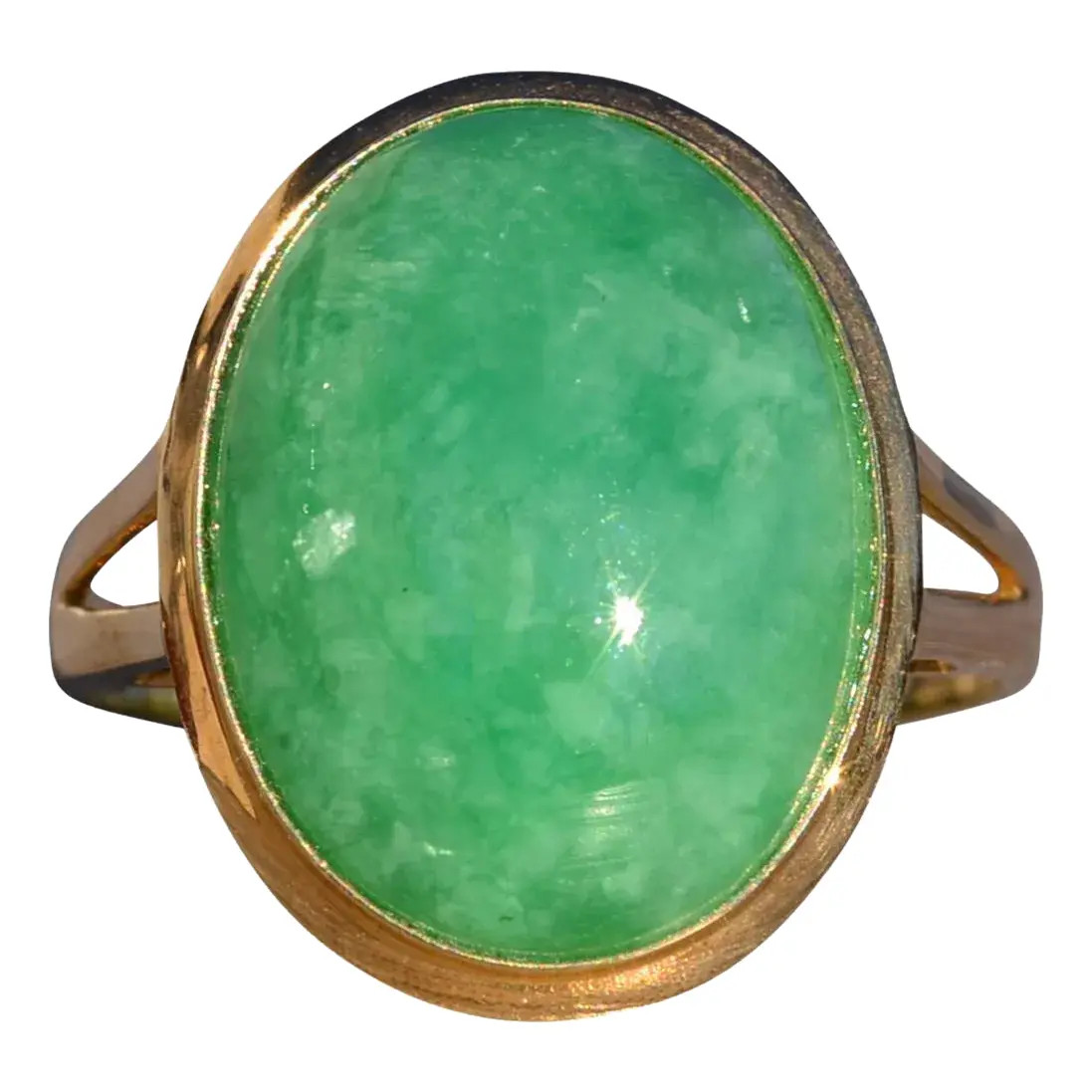 The 143rd Avenue: Vintage Jadeite Jade Ring in Yellow Gold | Chairish