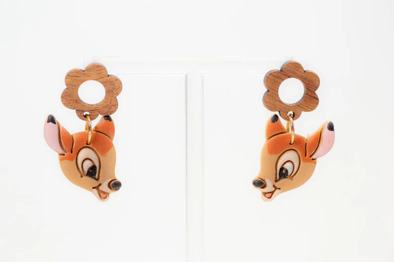 Forest Friend | Friendly Deer Inspired Earrings |Choose Butterfly or Wood Flower Post in notes. | Etsy (US)