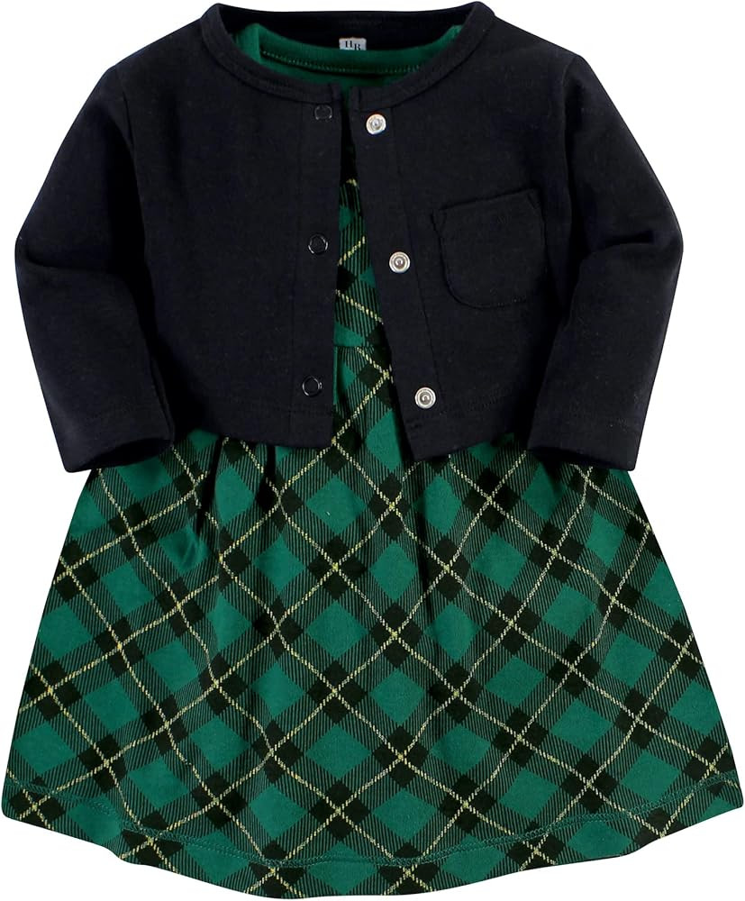 Hudson Baby Baby Girls' Cotton Dress and Cardigan Set | Amazon (US)