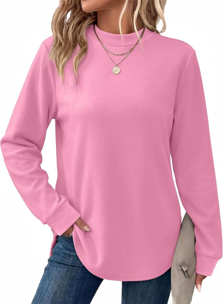 OFEEFAN Mock Neck Sweatshirt Long Sleeve Shirts Pullover Tops for Women Fall Fashion Winter Cloth... | Amazon (US)