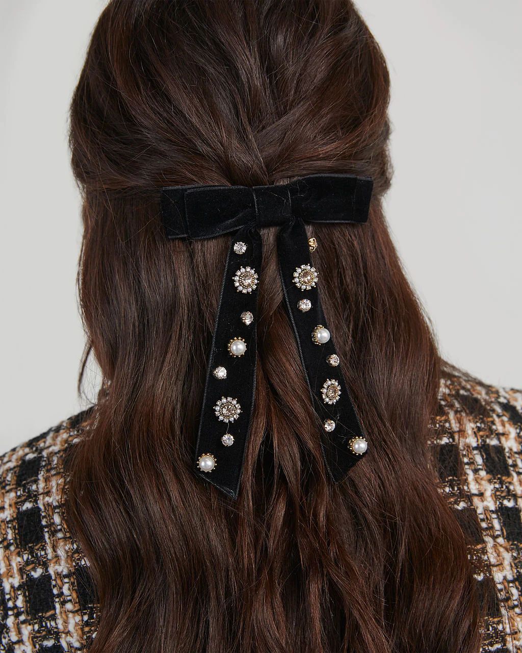 Valerie Velvet Embellished Hair Bow Clip | VICI Collection