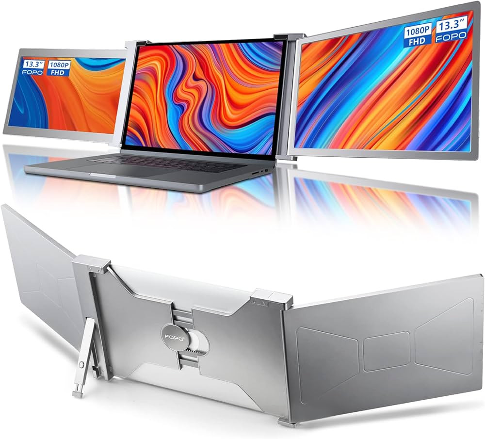 FOPO 13.3" Triple Portable Monitor - 1080P FHD IPS Triple Monitor Laptop Screen Extender for 14"-... | Amazon (US)