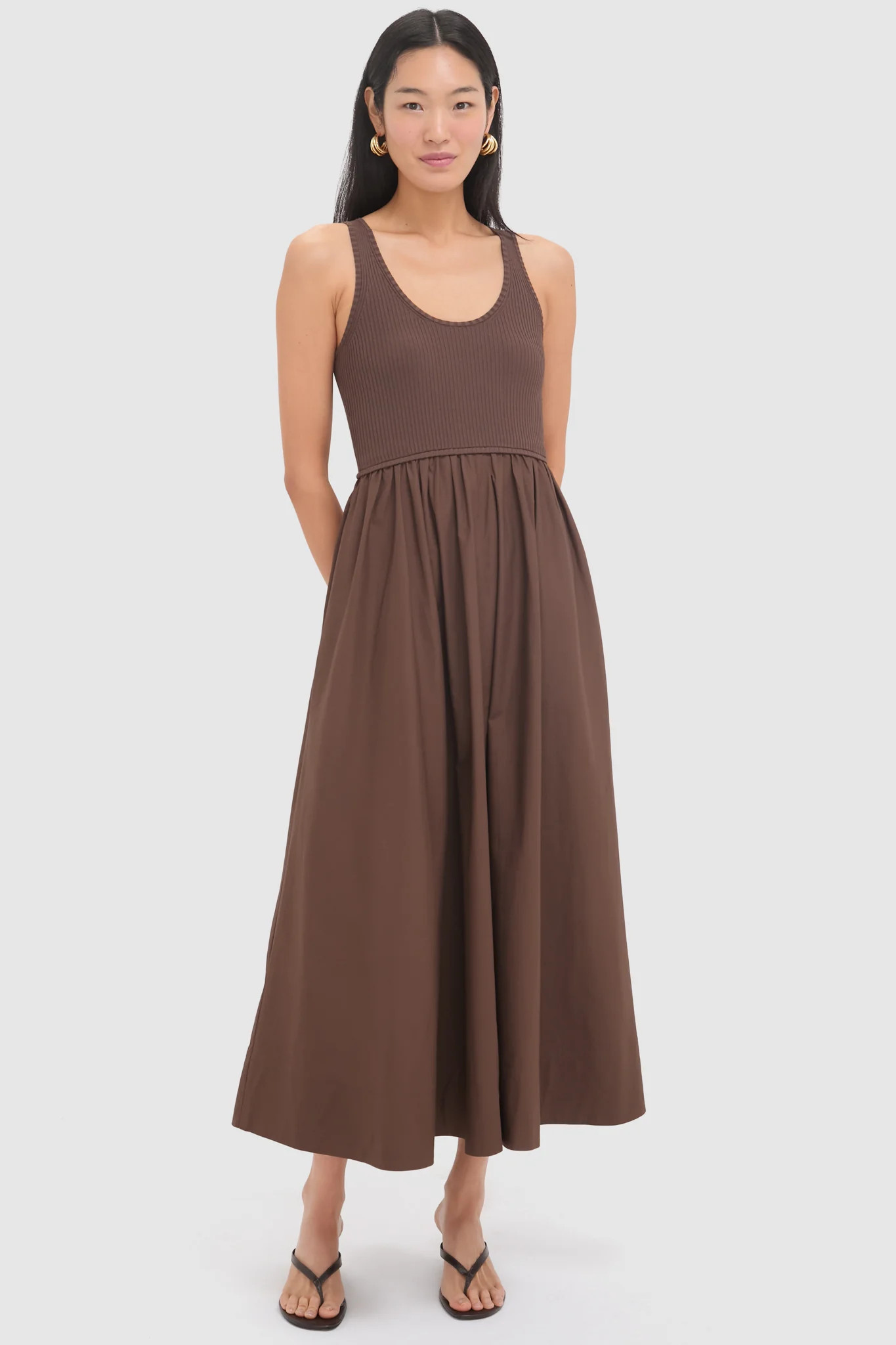 Chocolate Poplin Racer Dress | Tuckernuck (US)