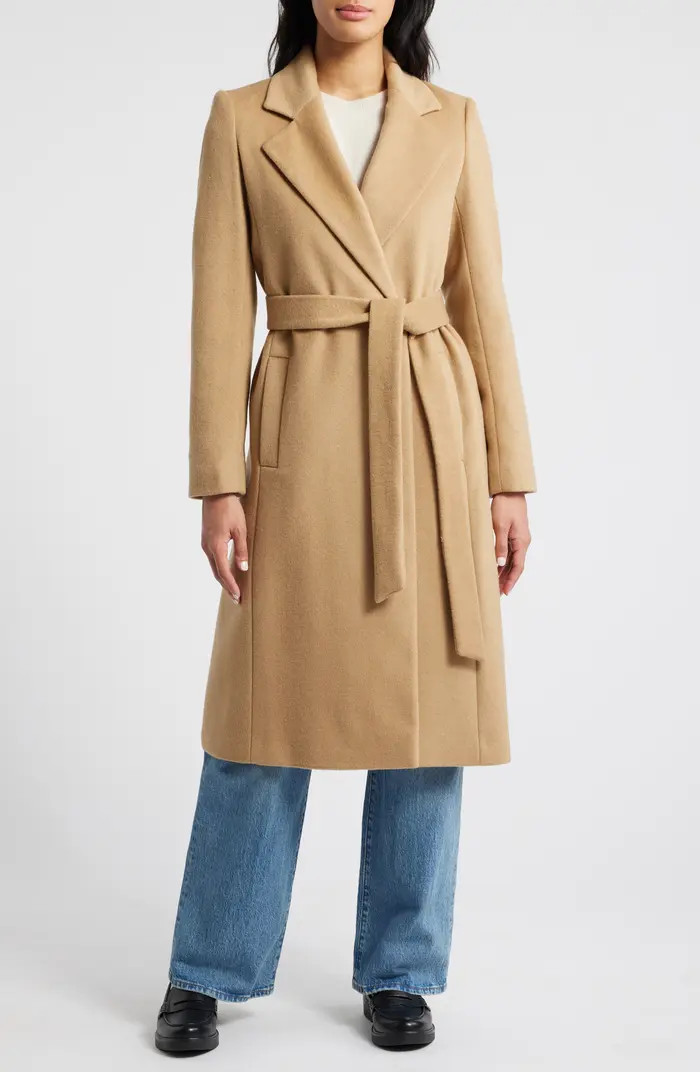 Sam Edelman Tie Belt Wool Blend Wrap Coat | Nordstrom | Nordstrom