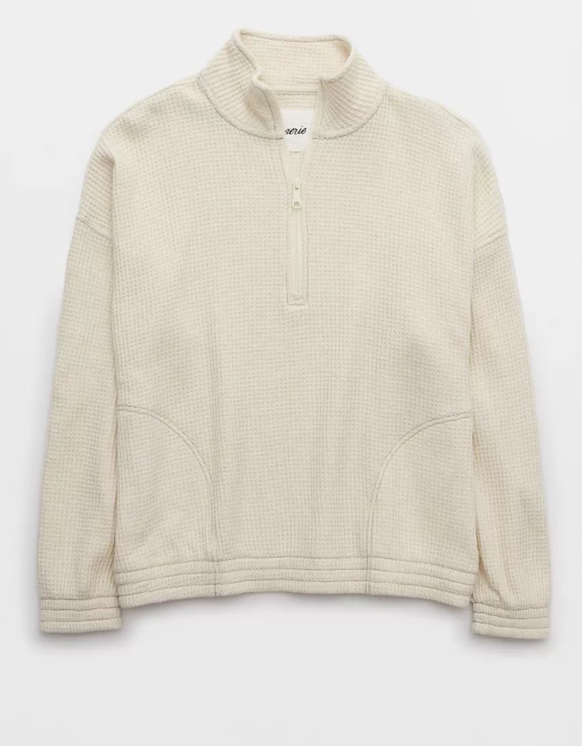 Aerie Waffle Quarter Zip Sweatshirt | American Eagle Outfitters (US & CA)