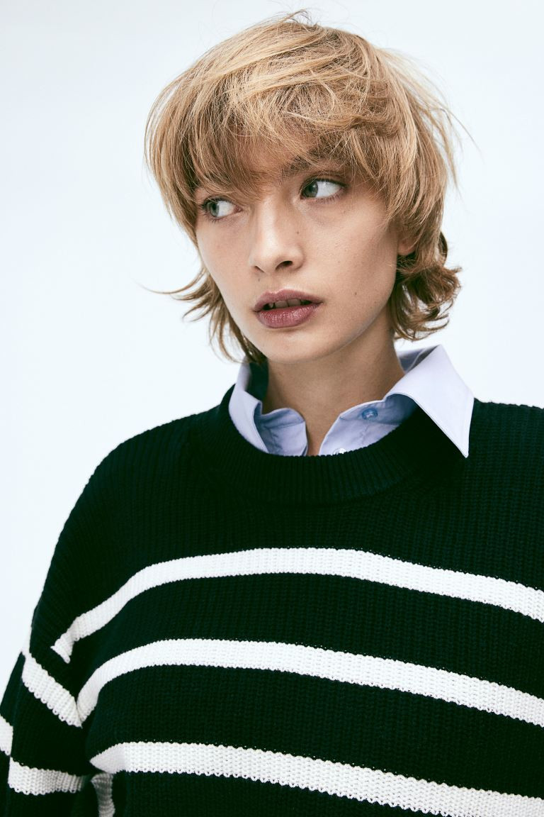 Sweater - Black/white striped - Ladies | H&M US | H&M (US + CA)