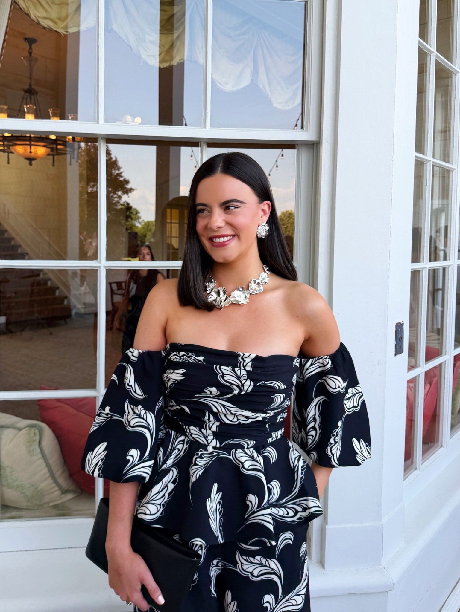 Necklace and earring set from Mestiza. No longer available in silver, but available in gold! Also, doubles as a belt. Linking the earrings, great for event wear!