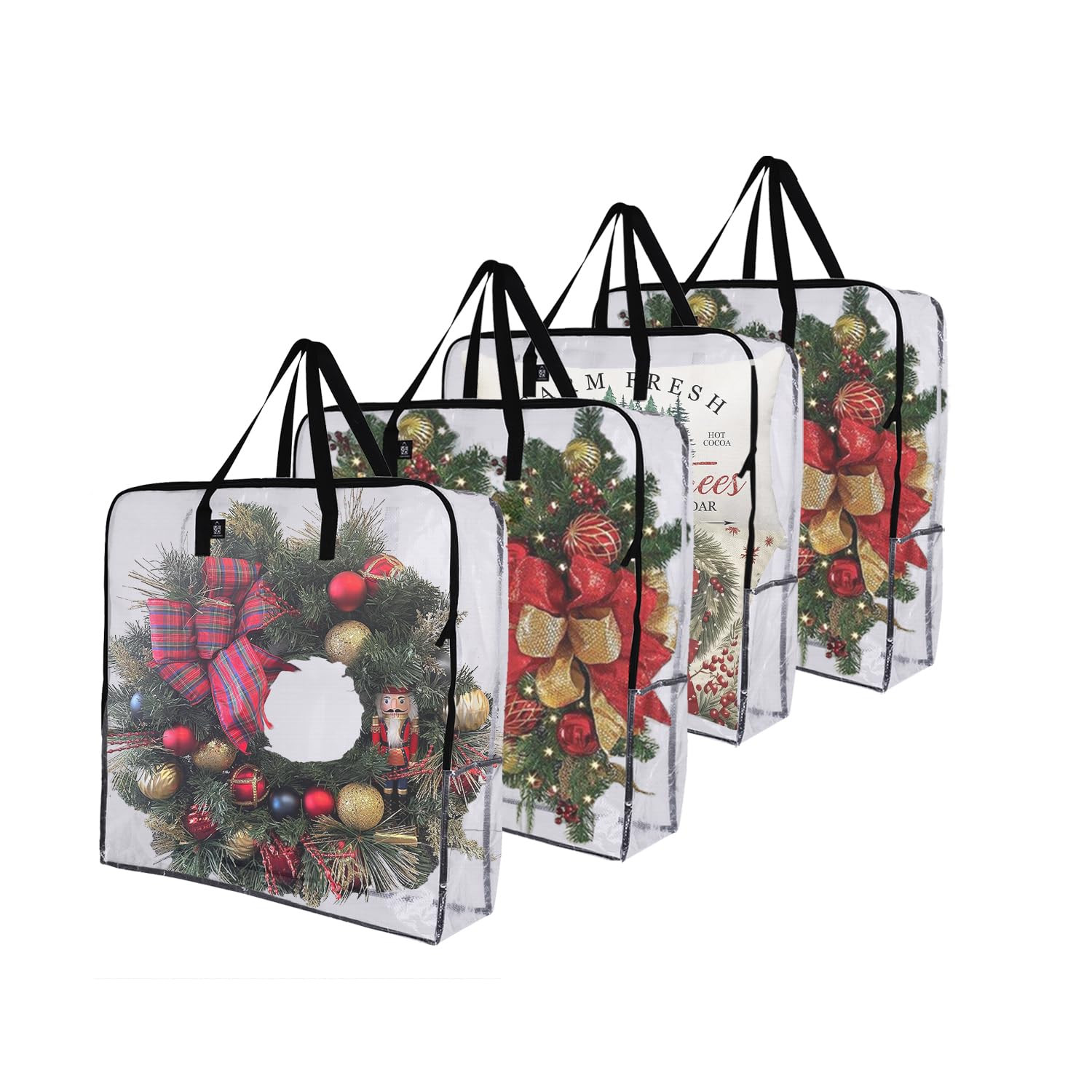VENO 4 Pack Wreath Storage Bag and Christmas Decoration Garland Container, 30 Inch Clear Wreath B... | Amazon (US)