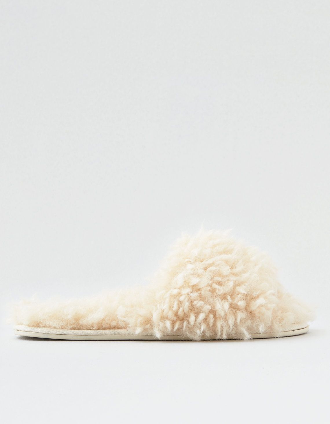 AEO Faux Fur Slipper, Cream | American Eagle Outfitters (US & CA)