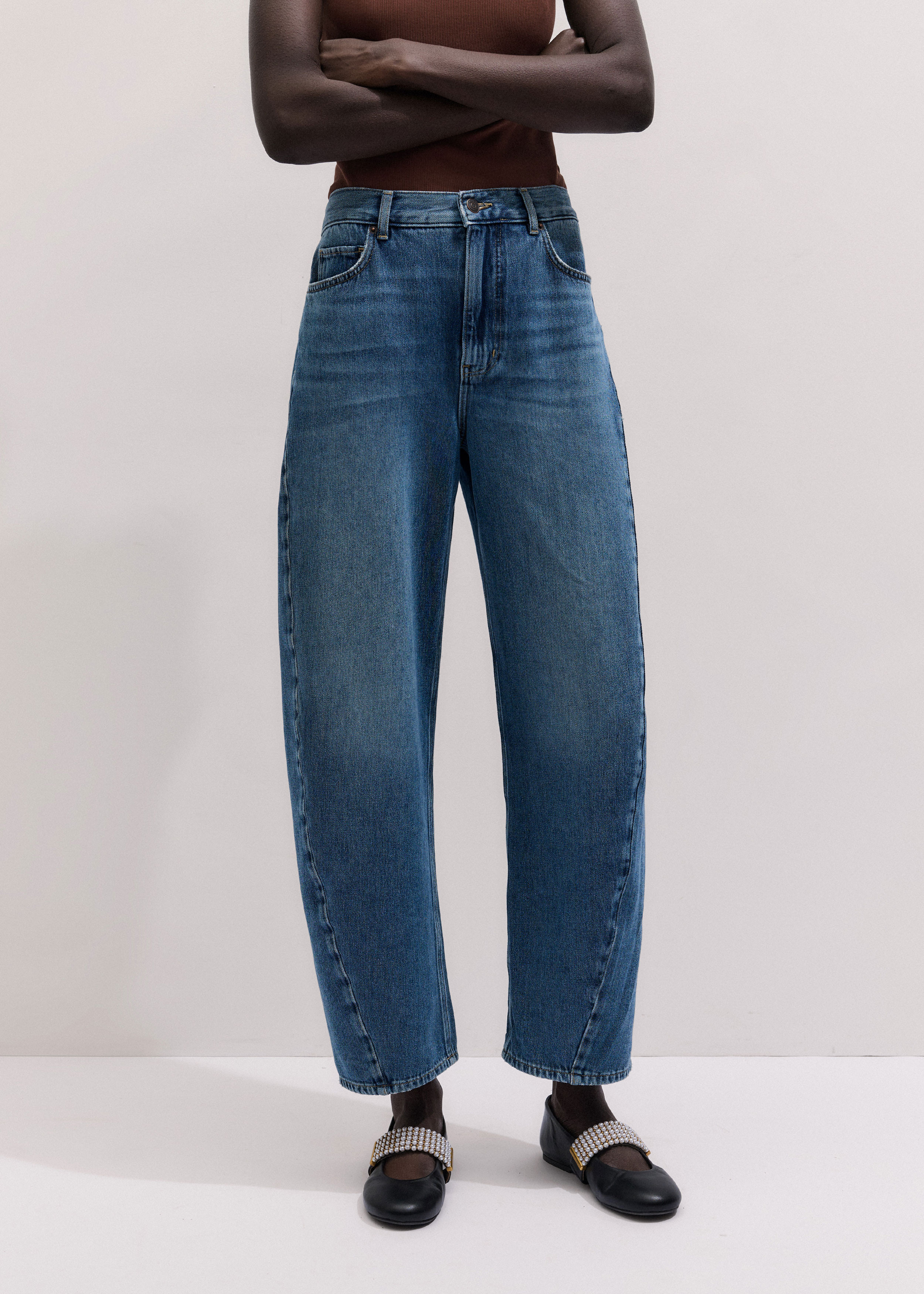 Women's Blue Engineered Barrel Jean | ME+EM | ME+EM US