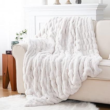 Luxury Concepts Lightweight Faux Rabbit Fur Throw Blanket, Ruched Elegant Wrinkle Resistant, Anti... | Amazon (US)