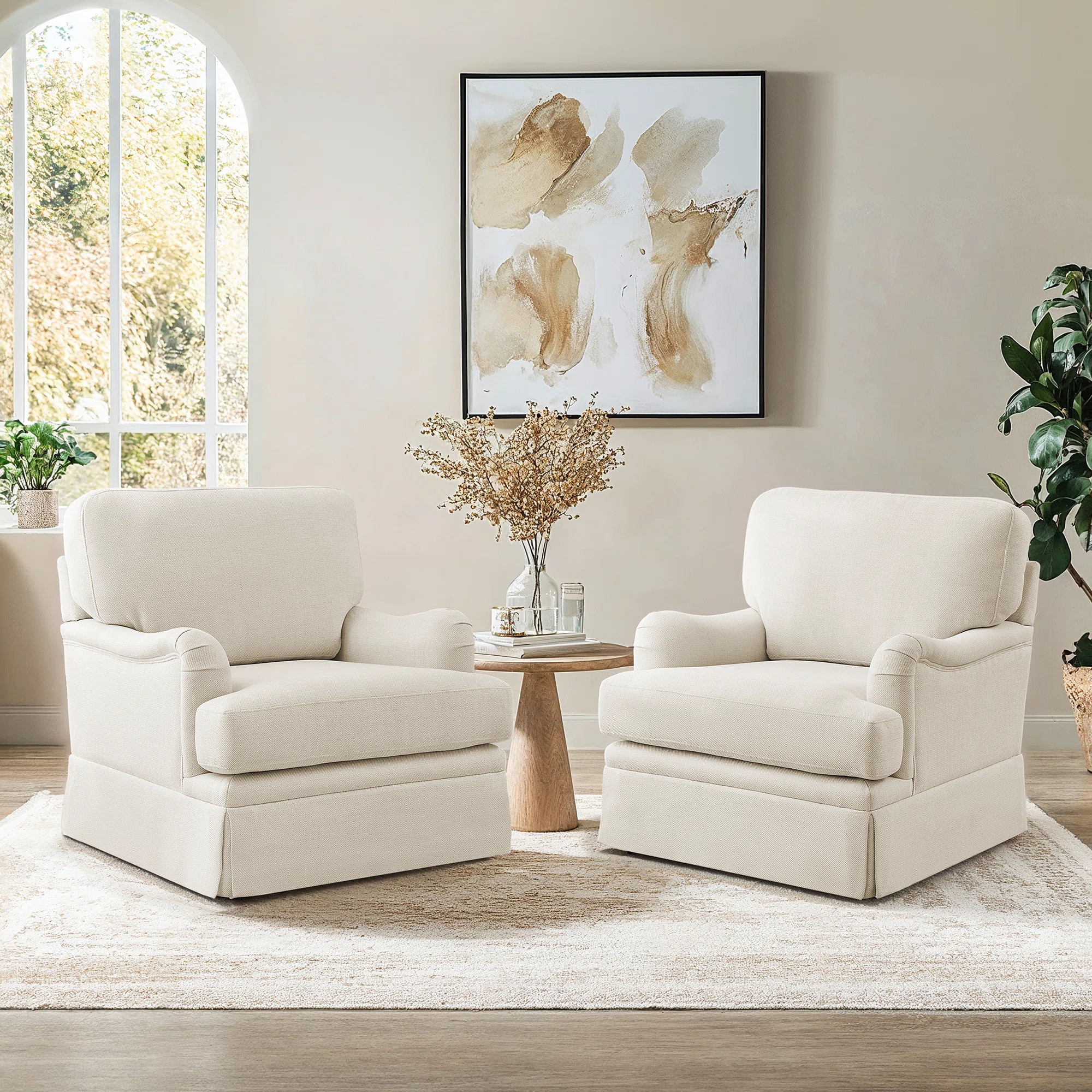 32.7'' Skirted Swivel Accent Arm Chair For Living Room, Bedroom  (Set of 2) | Wayfair North America