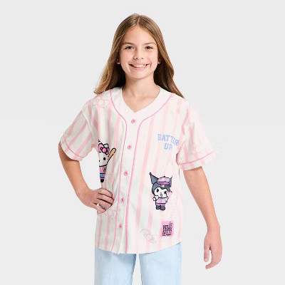 Girls' Hello Kitty and Friends Softball Jersey - Pink L Plus | Target