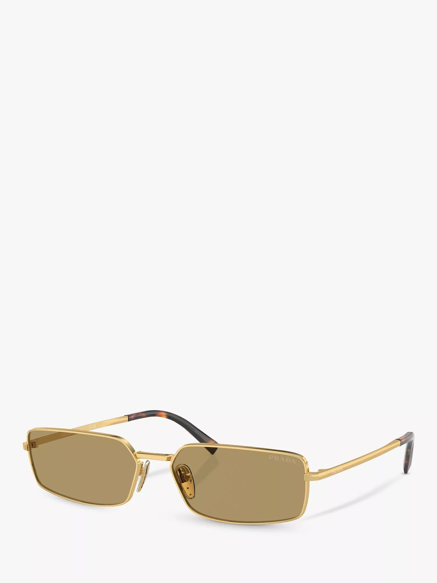 Prada PR A60S Women's Rectangular Sunglasses, Gold | John Lewis (UK)