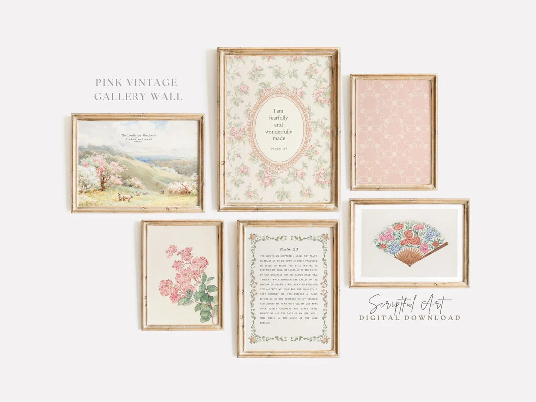 Psalm 23 the Lord is My Shepherd, Pink Vintage Bible Art, Psalm 139, Girls Nursery Decor, Cottage... | Etsy (US)