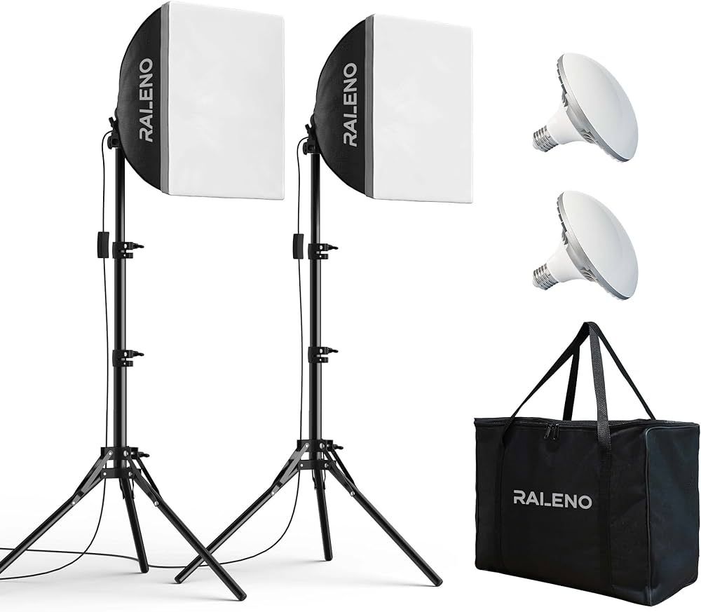 RALENO® Softbox Lighting Kit, 2 x 16'' x 16'' Photography Studio Equipments with 50W / 5500K / 9... | Amazon (US)