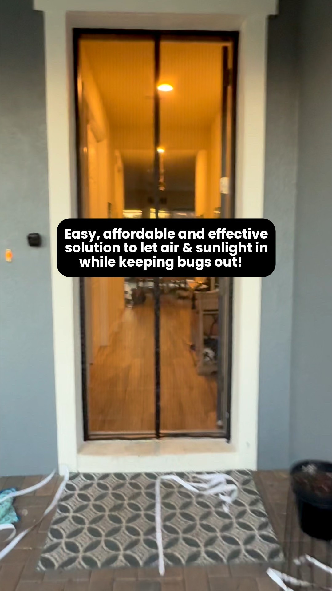 This is such a great invention! It’s a magnetic screen door that installs with adhesive and Velcro, and can be removed and put back as needed. 
This screen allows a cross breeze and lots of light to come through my otherwise dark hallway. It’s also perfect to let pets out because the middle splits easily and then the magnets immediately come back together to secure the seam, which keeps bugs out. 
This door screen is super affordable and highly rated and saved me a lot of money. I definitely recommend this home improvement front door solution without breaking the bank. 
In this list, you will also find highly rated front door mats, garden decor, security cameras and doorbells, wreaths, and front door home decor. Outdoor and patio decor.


#LTKSaleAlert #LTKFindsUnder50 #LTKHome
