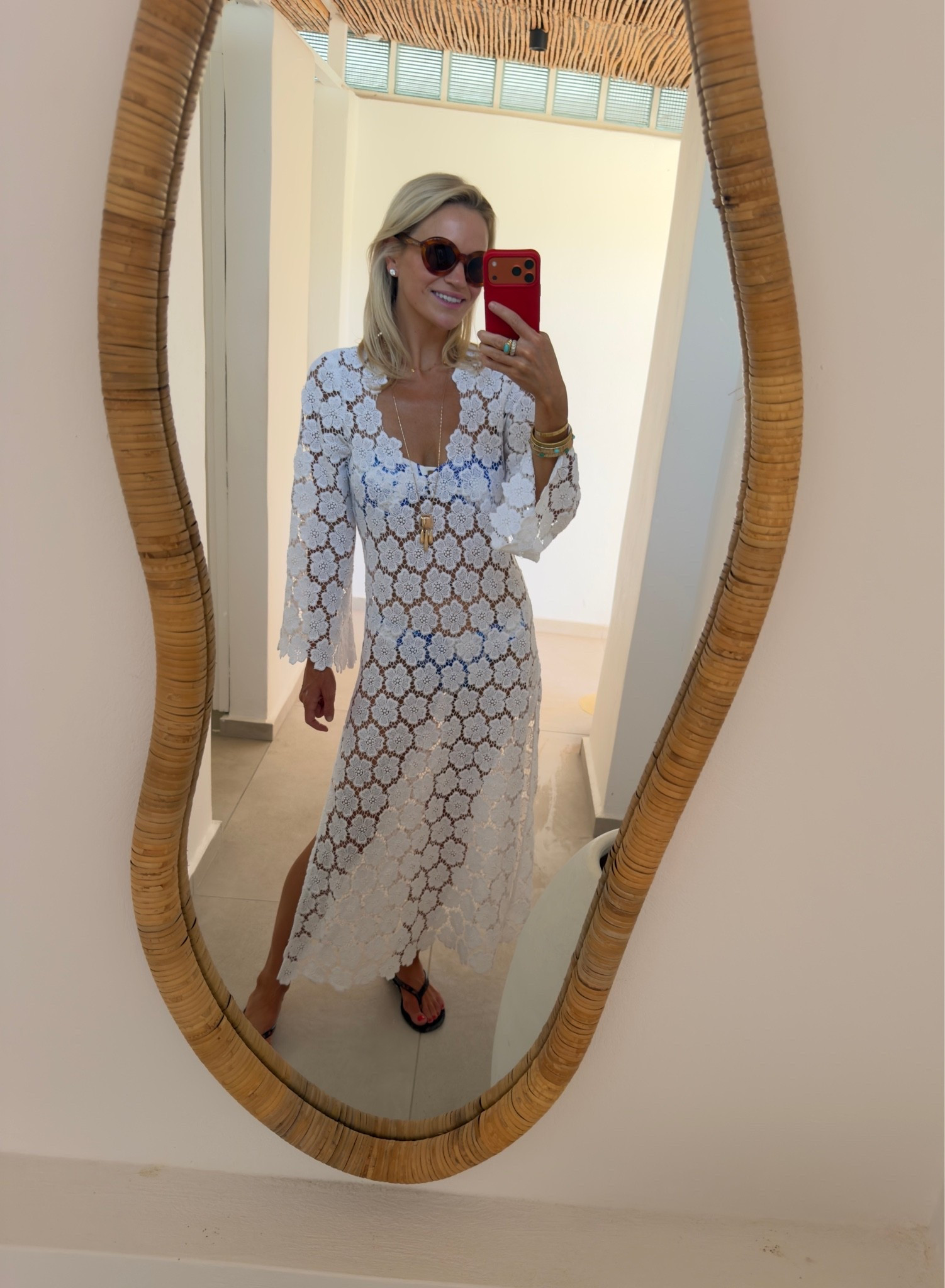 Miguelina crochet cotton maxi dress caftan￼
