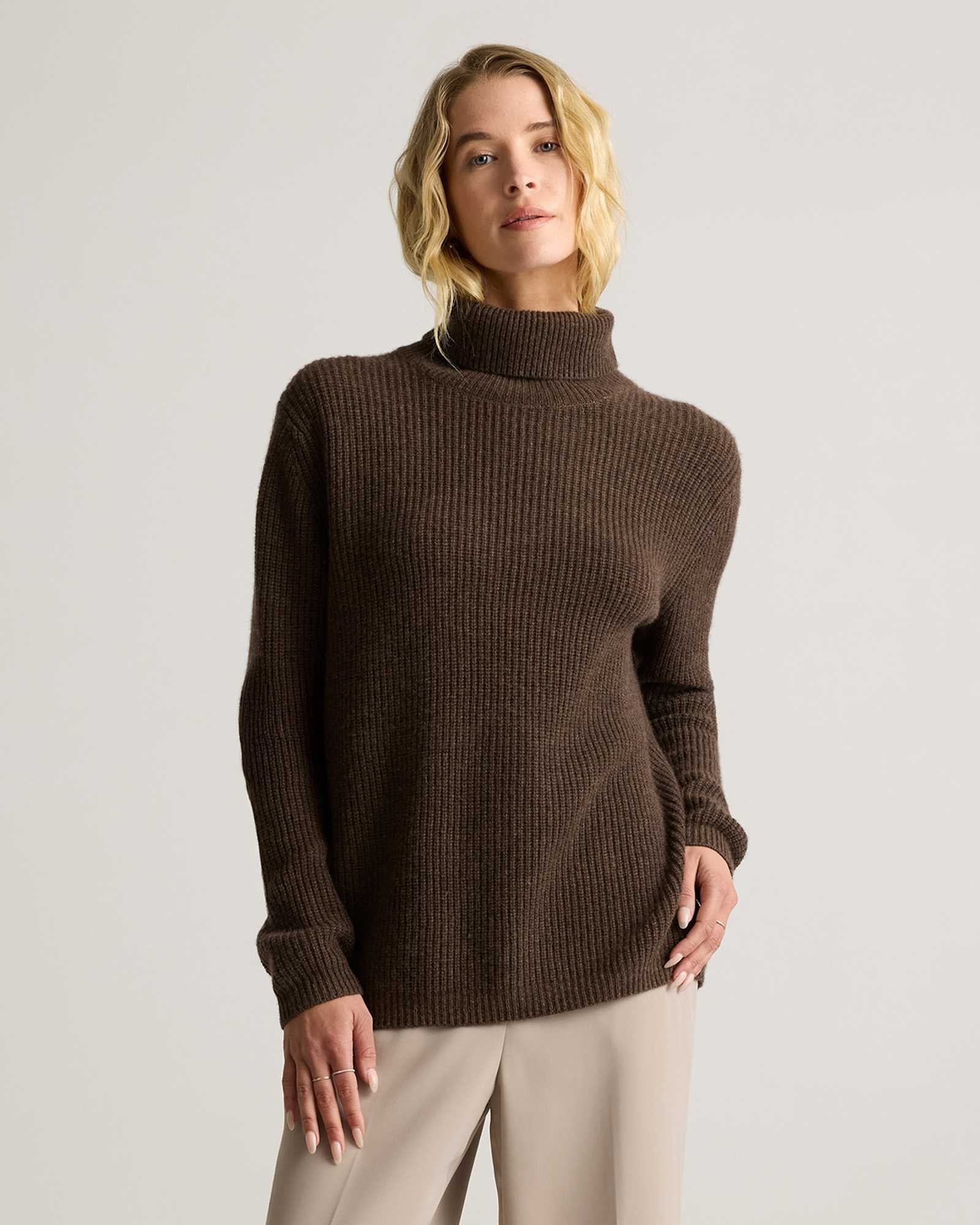 Mongolian Cashmere Fisherman Turtleneck Sweater | Quince