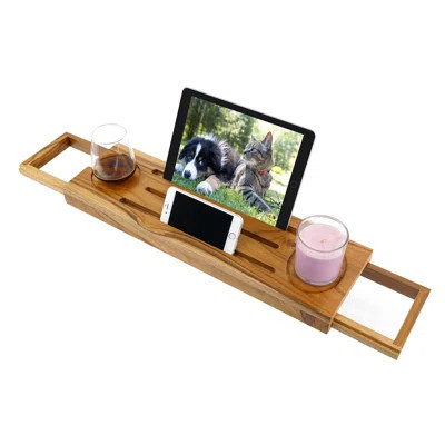 Teak Bathtub Tray Caddy, Expandable Bath Tray,Adjustable Organizer Tray For Bathroom,Luxury Bath Caddy Tub Table, Bathtub Accessories & Bathroom Gadge | Wayfair North America