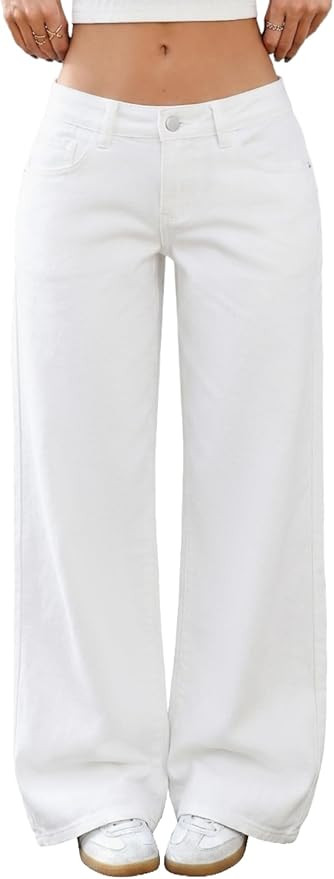 ELLEVEN Low-Rise Baggy Jeans for Women Y2k Wide Leg Loose Denim Pants Stretchy Boyfriend Long Jea... | Amazon (US)