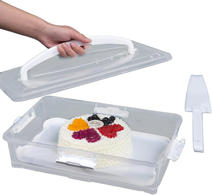Plastic Cake Carrier and Cupcake Holder with Lids,Portable Stackable Cupcake Dessert Storage Cont... | Amazon (US)