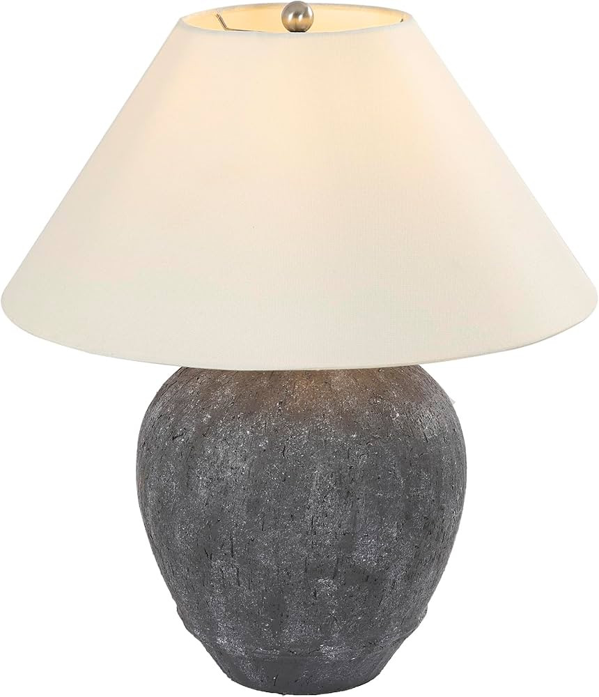Pia Ricco 21'' Large Gray Base Ceramic Basin Table Lamp for Bedroom, Living Room, Dining Room, Of... | Amazon (US)