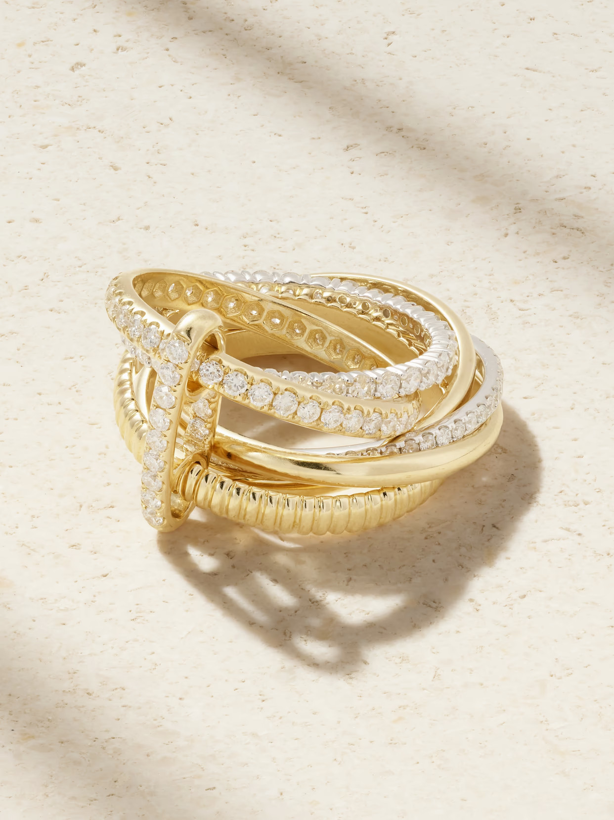 Yvonne Léon - 9-karat Yellow And White Gold Diamond Ring - 7 | NET-A-PORTER (US)