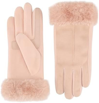 isotoner womens Water Repellent Touchscreen Stretch Mya Faux Fur Cuff Gloves | Amazon (US)