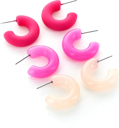 Set of 3 Chunky Hoop Earrings