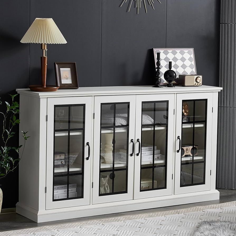 AMERLIFE 35" Sideboard, 6 Adjustable Shelves Sideboard Buffet Cabinet with 4 Doors, Accent Storag... | Amazon (US)