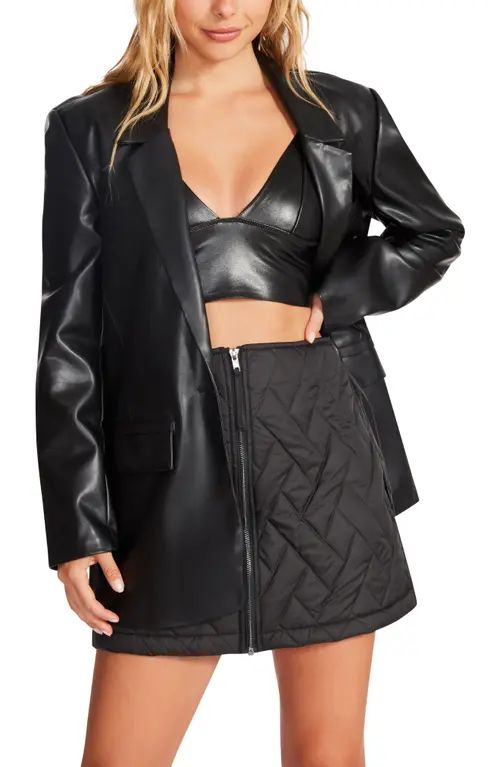 Steve Madden Audrey Faux Leather Blazer in Black at Nordstrom, Size Small | Nordstrom