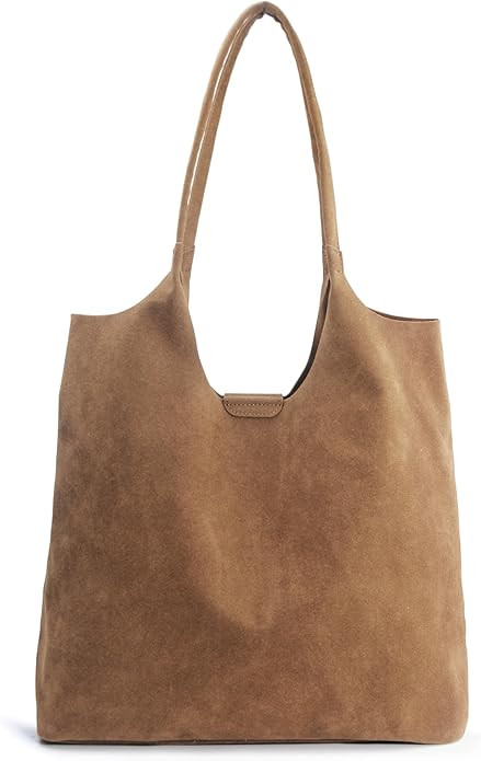 Soft Faux Suede Tote Bag for Women - Magnetic Closure Hobo Handbag, Casual Vegan Leather Purse​ | Amazon (US)