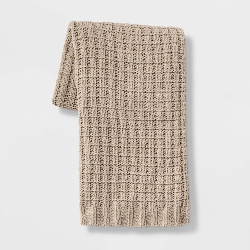 Solid Chenille Throw Blanket Tan - Threshold | Target