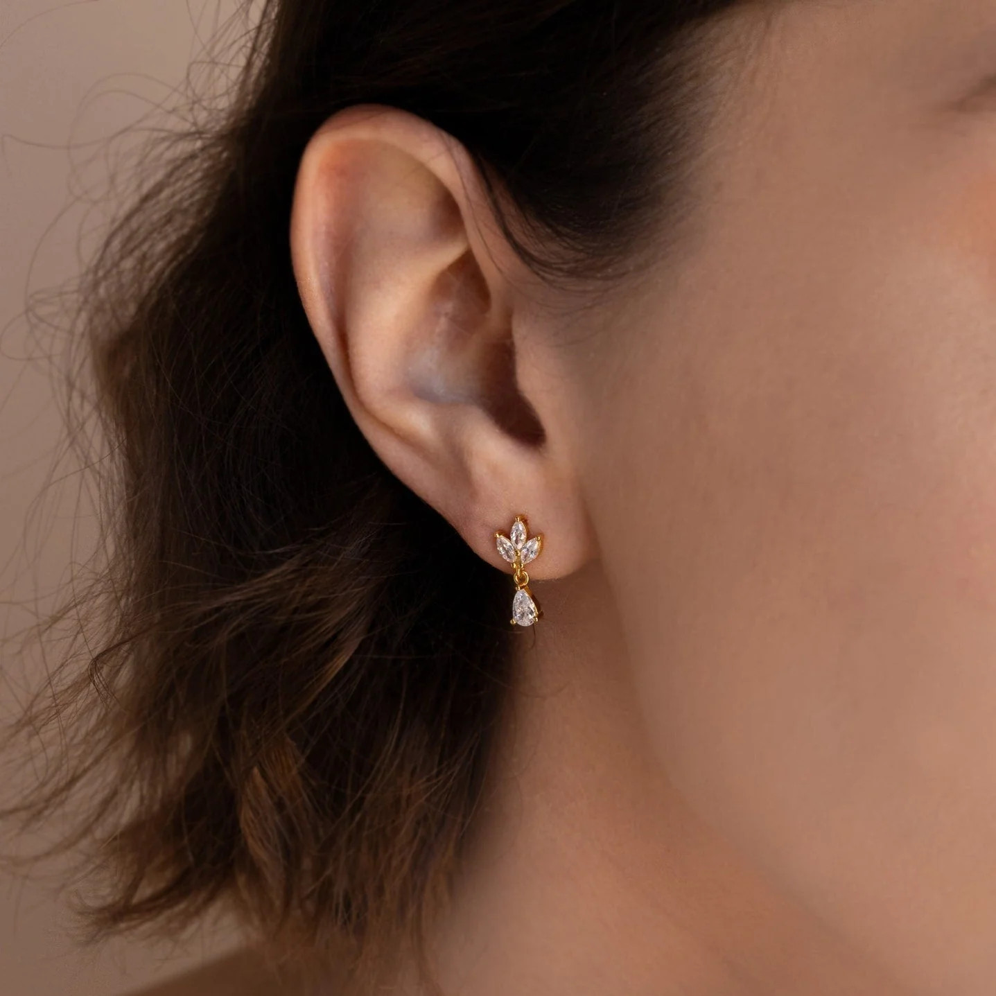 Dainty Marquise Diamond Drop Stud Earrings | Caitlyn Minimalist | Caitlyn Minimalist